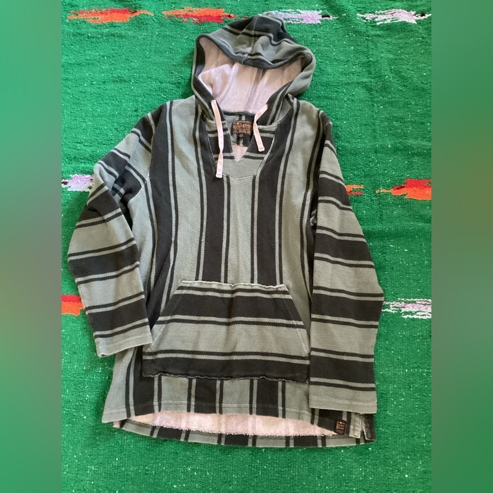 Lucky Brand Sweater Men Large Adult Green Hoodie Pullover Fleece Jacket Cotton